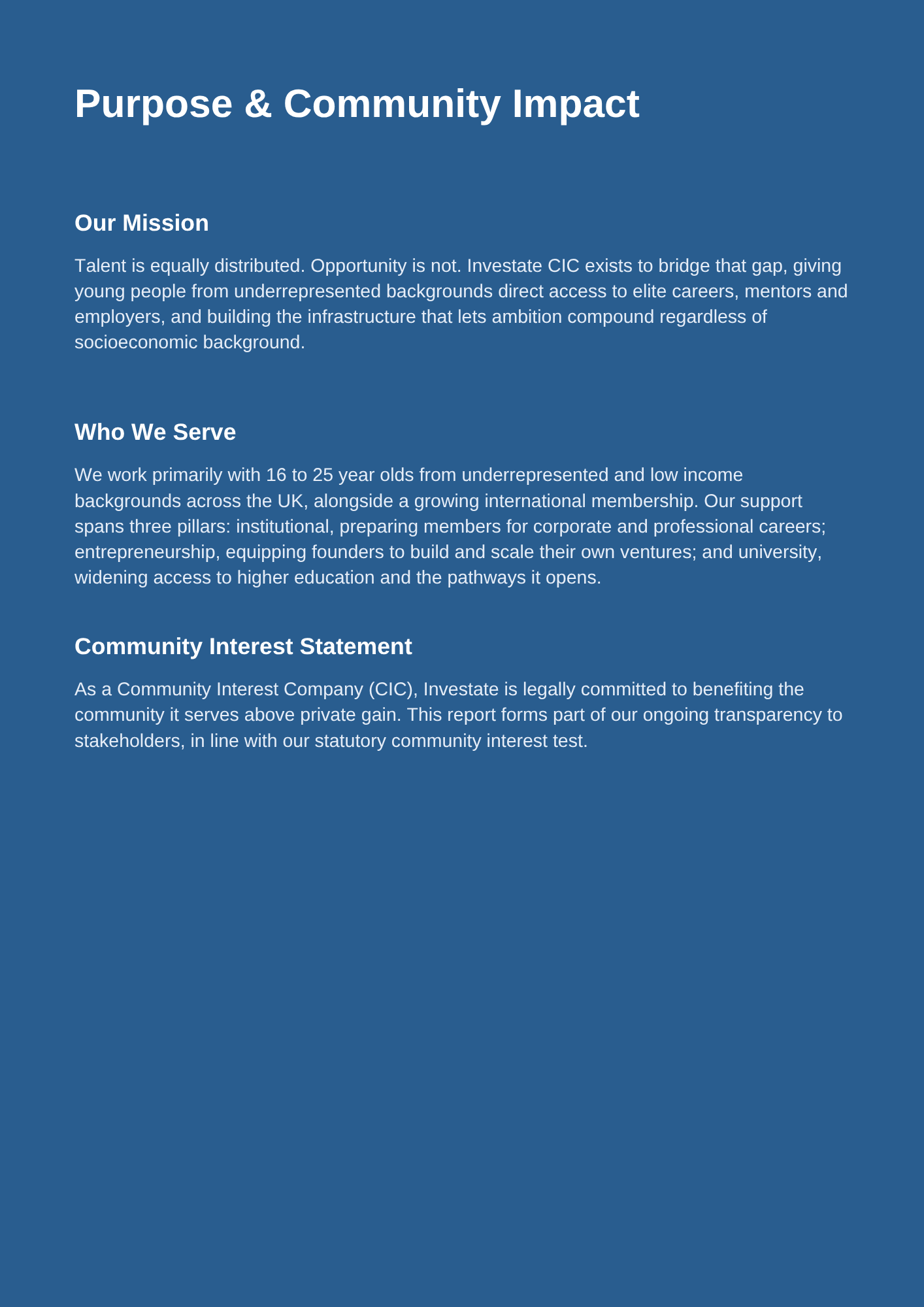 Purpose & Community Impact